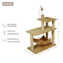 Kit Gato Grande Casa com Rede e Arranhador 3 Bases Sisal
