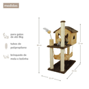 Kit Arranhador Para Gato Casa Com Rede e 2 Brinquedos + Poste com Base - Miupet