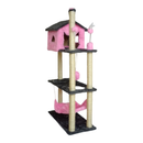 Arranhador Casa Alta para Gatos 3 Plataformas Rede Grande Brinquedo Torre Poste Sisal e Bola de Pelúcia - Miupet