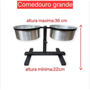 Comedouro duplo elevado alto ajustável para cães e gatos
