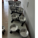 Comedouro duplo elevado alto ajustável para cães e gatos