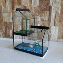 Aquario Beteira Castelo Para Peixe Betta decorado pedrinhas e planta artificial