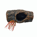 Enfeite de Aquário Em Resina Tronco Toca Peixe Com Planta 7x3cm - AX1101P