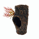 Enfeite de Aquário Em Resina Tronco Toca Peixe Com Planta 7x3cm - AX1101P