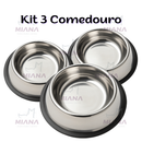 Kit 2 Comedouro Inox Para Cães Gatos Antiderrapante Fácil Limpeza Resistente Higiene Na Alimentação