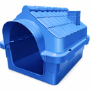 caixa para pets azul em formato de casinha, ideal para transporte ou abrigo de animais