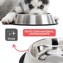 Comedouro e Bebedouro Inox Antiderrapante Para Cães e Gatos - Resistente e Ideal Para Pets de Todos os Potes - WYL
