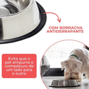 Comedouro e Bebedouro Inox Antiderrapante Para Cães e Gatos - Resistente e Ideal Para Pets de Todos os Potes - WYL