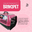Caixa de Transporte Brinqpet Nº 3 Rosa para Cães e Gatos